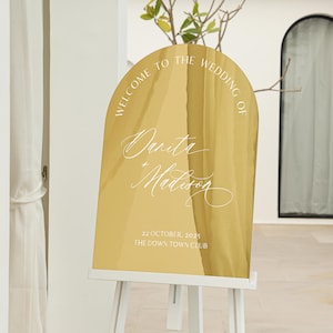 Custom Gold Acrylic Wedding Welcome Sign - mirror wedding welcome sign - Arched Wedding Welcome Sign -  Wedding Ceremony Sign