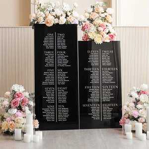 Black Acrylic Seating Chart, Wedding seating chart, wedding seating sign, Please Be Seated Wedding Sign, Wedding Guests Plan