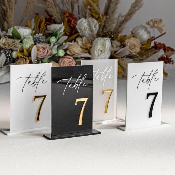 Zwart acryl tafelnummers - Bruiloft tafel Decor - Bruiloft bewegwijzering - Tafelborden - Tabelnummers - Bruiloft briefpapier - Receptieborden