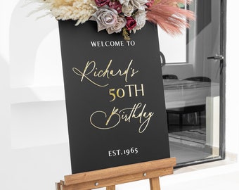 50th birthday welcome sign, Happy birthday acrylic welcome sign, Birthday Party Welcome Sign, 16th 18th 20th 30th 40th 50th 60th 70th