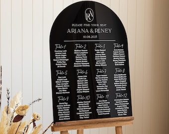 Tafelkaart bruiloft acryl bord | Acryl tafelkaart bruiloft bord | Aangepast bord met zitplaatsen voor bruiloft | Bord met tafelindeling