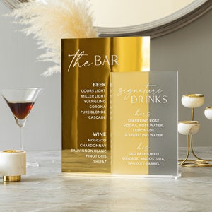 Signature Drinks Schild Hochzeit Cocktails Menü Hochzeit Bar Schild Gold Spiegel matt Acryl Bar Schild His and Hers Drinks Sign