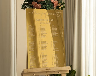 Gold Mirror Acrylic Seating Chart, Wedding seating chart, wedding seating sign, Please Be Seated Wedding Sign, Wedding Guests Plan