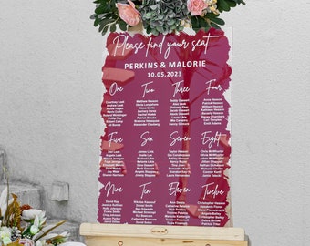 Painted back Seating Chart, Wedding seating chart, wedding seating sign, Acrylic wedding sign, Custom wedding signs, Wedding decorations