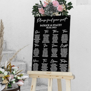 Black Acrylic Seating Chart, Wedding seating chart, wedding seating sign, Please Be Seated Wedding Sign, Wedding Guests Plan
