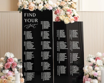 Sitzplan Hochzeit - Sitzplan Hochzeit - Schwarzes Sitzplan - Acryl Hochzeitsschild - Hochzeit Willkommensschild - Hochzeit Zeichen Bundle