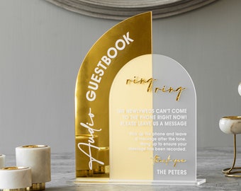 Audio Guestbook Sign, Wedding Guestbook Sign, Telephone Guest Book Sign, Wedding Reception Decor, Wedding Signage, Gold Mirror Wedding Signs