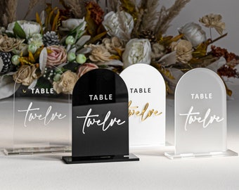 Black Acrylic Table Numbers - Wedding Table Decor - Wedding Signage - Table Signs - Table Numbers - Wedding Stationery - Reception Signs