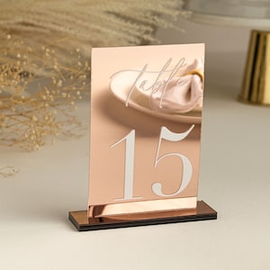 Mirror Rose Gold Table Numbers | Acrylic Table Numbers | Table Number Wedding , Centerpieces Luxury Decorations, Wedding decorations