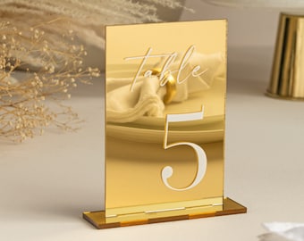 Mirror Gold Acrylic Table Numbers | Wedding Table Numbers | Acrylic Table Numbers | Table Numbers Wedding Decoration | Wedding Table Decor