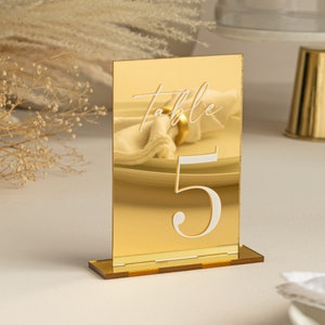 Mirror Gold Acrylic Table Numbers | Wedding Table Numbers | Acrylic Table Numbers | Table Numbers Wedding Decoration | Wedding Table Decor