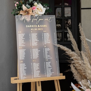Tabella dei posti a sedere per matrimoni in acrilico smerigliato, cartelli per matrimoni smerigliati, cartello per posti a sedere per matrimoni, cartello per matrimoni in acrilico, cartelli per matrimoni personalizzati