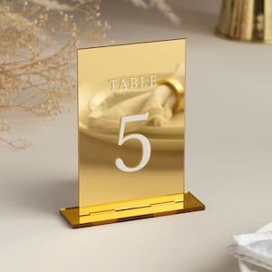 Mirror Gold Acrylic Table Numbers | Wedding Table Numbers | Acrylic Table Numbers | Table Numbers Wedding Decoration | Wedding Table Decor