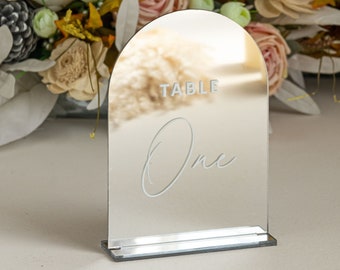 Mirror Silver Table Numbers | Arch Table Numbers | Acrylic Table Numbers | Table Number Wedding , Wedding table decorations, silver weddings