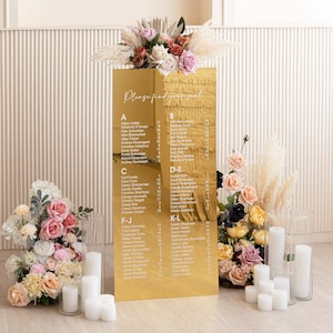 Gold Mirror Wedding Seating Chart - Find Your Seat Sign - Table Plan Sign - Wedding Guests Plan - Wedding seating sign, custom seating chart