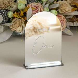 Mirror Silver Table Numbers | Arch Table Numbers | Acrylic Table Numbers | Table Number Wedding , Wedding table decorations, silver weddings