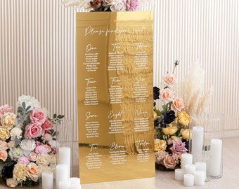 Gold Mirror Wedding Seating Chart - Find Your Seat Sign - Table Plan Sign - Wedding Guests Plan - Wedding seating sign, custom seating chart