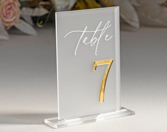Frosted Acrylic Arch Table Numbers - Frosted Acrylic Sign -  Wedding Table Decor - Wedding Signage - Arch Table Numbers , Frosted Numbers