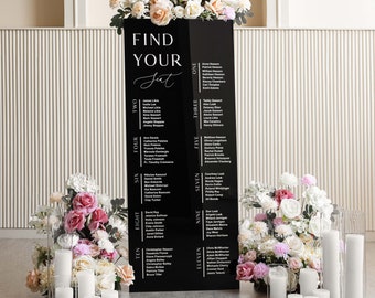 Wedding Seating Chart - Find Your Seat Sign - Table Plan Sign - Please be Seated Sign - Black Acrylic Seating Chart - Wedding Guests Plan