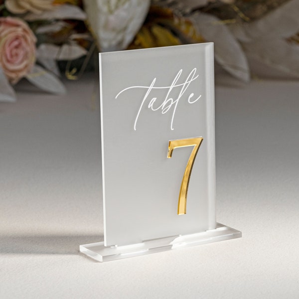 Frosted Acrylic Arch Table Numbers - Frosted Acrylic Sign -  Wedding Table Decor - Wedding Signage - Arch Table Numbers , Frosted Numbers