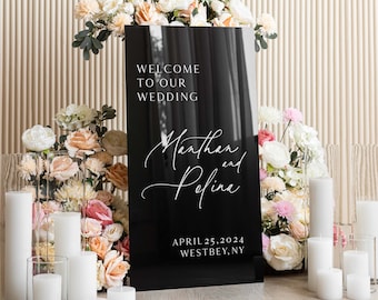 Black Acrylic Welcome Sign for Wedding Reception Decor - Wedding Welcome Sign - Wedding Signage - Modern Wedding Signs - Black Wedding Decor