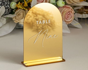 Mirror Gold Acrylic Table Numbers | Arch Table Numbers | Acrylic Table Numbers | Table Numbers Wedding Decoration | 5by7 inches Table number