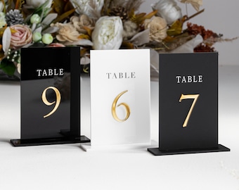 Black Acrylic Table Numbers - Wedding Table Decor - Wedding Signage - Table Signs - Table Numbers - Wedding Stationery - Reception Signs