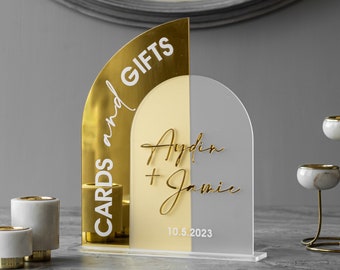 Cards And Gifts Sign, Gold Mirror Wedding Signs, Wedding Signage, Cards and Gifts Wedding Sign, Gift and Cards Sign, Wedding Reception Decor