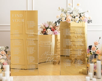Wedding Bundle - Set of 3 Wedding Signs - Seating Chart Sign - Wedding Welcome Sign - Reception Signage - Gold Acrylic Wedding Signage