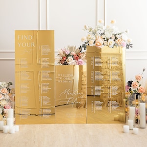 Wedding Bundle - Set of 3 Wedding Signs - Seating Chart Sign - Wedding Welcome Sign - Reception Signage - Gold Acrylic Wedding Signage