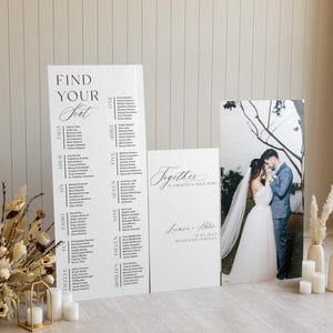 White Acrylic Seating Chart and Welcome Sign - Wedding Signs Bundle - Seating Plan - Kindly Find Your Seat - Wedding Decor - Set of 3