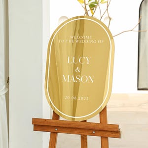 Placa de boas-vindas para casamento em espelho - Placa de boas-vindas em acrílico - Placa de recepção de casamento - Placa de cerimônia de boas-vindas - Placa de boas-vindas para casamento personalizada