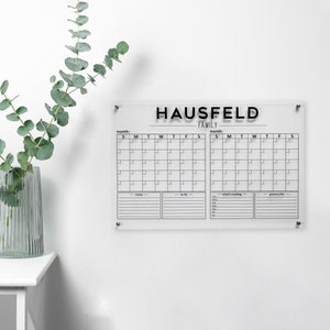 Two Month Clear Acrylic Calendar, Dry Erase Monthly Calendar, Monthly and Weekly Wall Calendar 2023 with Marker, Personalized Note Board