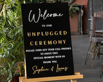 Unplugged Wedding Sign - Unplugged Ceremony Sign - Pick a Seat not a Side Wedding Sign - Wedding Signage - Black Acrylic Signs