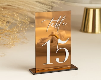 Números de mesa de cobre / Números de mesa / Números de mesa de acrílico / Números de mesa para bodas, Centros de mesa, Decoraciones de lujo, Decoraciones para bodas