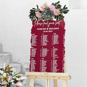 Painted back Seating Chart, Wedding seating chart, wedding seating sign, Acrylic wedding sign, Custom wedding signs, Wedding decorations