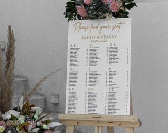 White Acrylic Seating Chart, Wedding seating chart, wedding seating sign, Please Be Seated Wedding Sign, Wedding Guests Plan