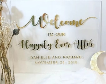 Wedding welcome sign | Couple name sign with raised lettering | Couple established sign with raised lettering | Acrylic wedding welcome sign