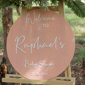 Pink Baby Shower Welcome Sign | Welcome Shower | Shower Welcome | Personalized | Acrylic Welcome Sign, Baby Shower signs