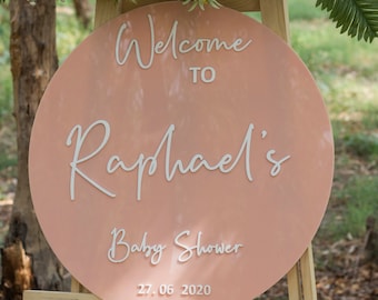 Pink Baby Shower Welcome Sign | Welcome Shower | Shower Welcome | Personalized | Acrylic Welcome Sign, Baby Shower signs