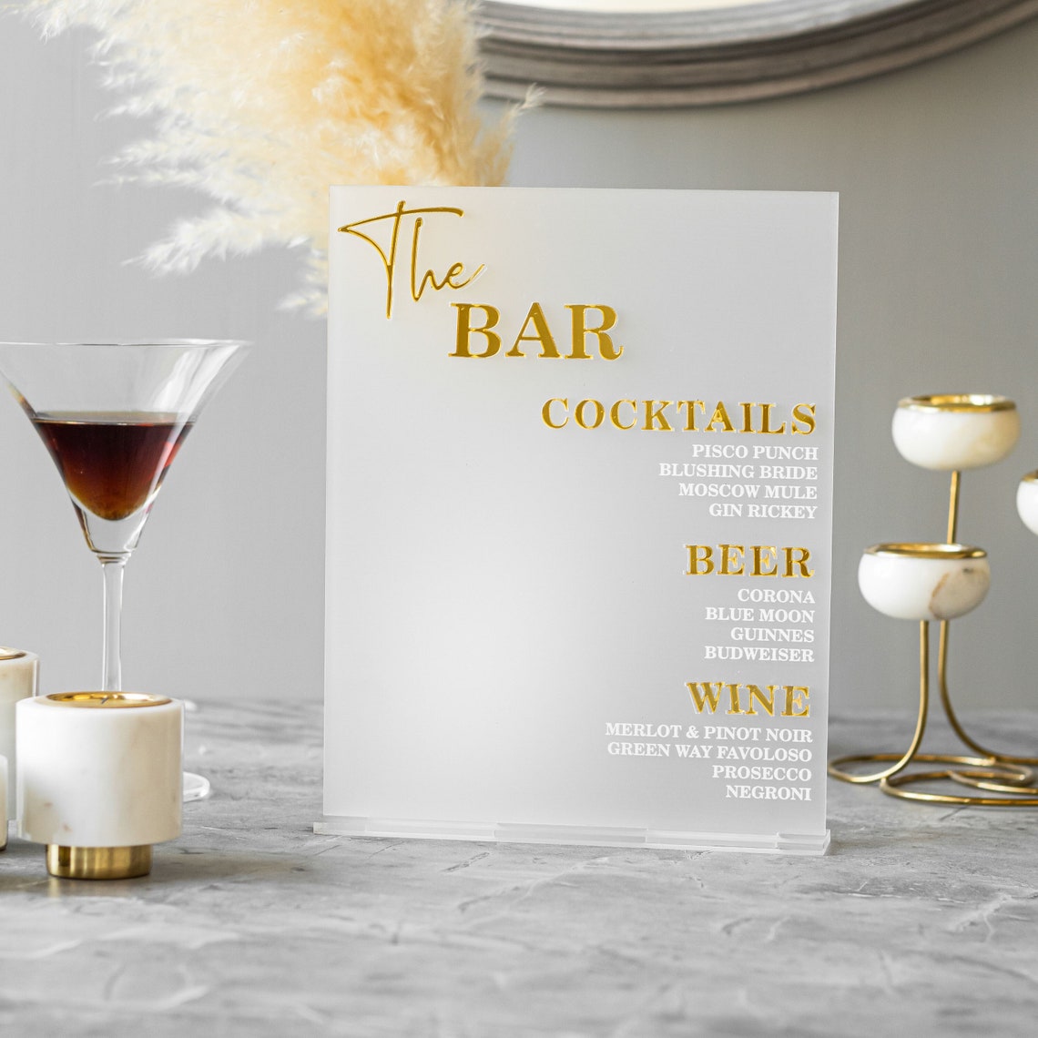 Frosted Acrylic Wedding Bar Sign, Wedding Signage, Wedding Bar Menu ...