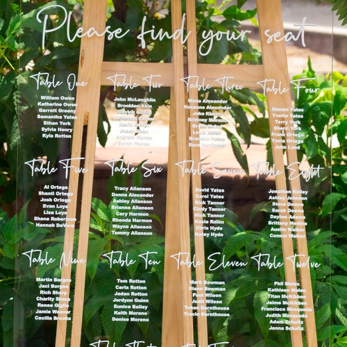 Acrylic Seating Chart Find Your Seat Sign Custom Seating Etsy