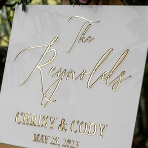 Personalized Gold Welcome Sign, Last Name Welcome Sign, Wedding Welcome Sign Acrylic, Acrylic Welcome Sign, Modern Wedding Decor image 2