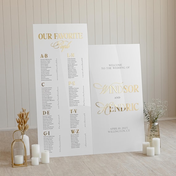 Wedding Signs Bundle Set of 2 - wedding seating chart - wedding welcome sign -  wedding ceremony signs - Acrylic Wedding Sign