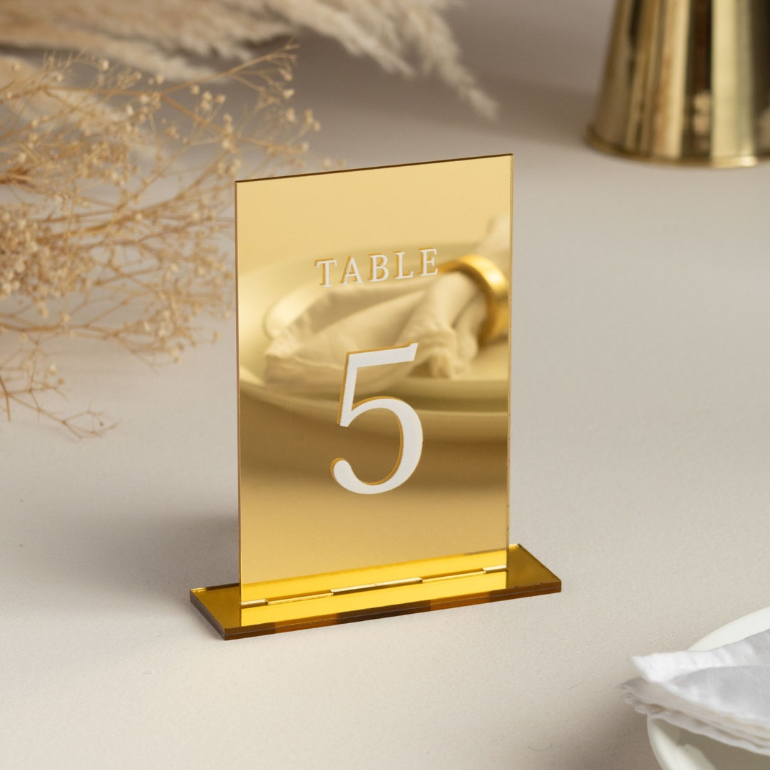 Mirror Gold Acrylic Table Numbers Wedding Table Numbers Acrylic Table