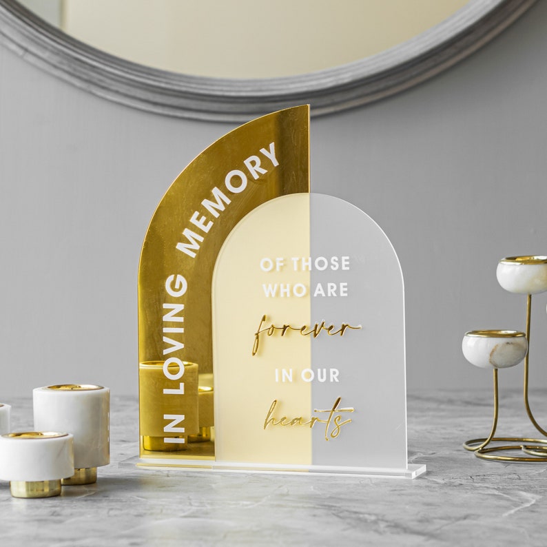Gold Script In Loving Memory In Loving Memory Wedding Sign ,modern Script Acrylic Wedding Sign, Gold ...