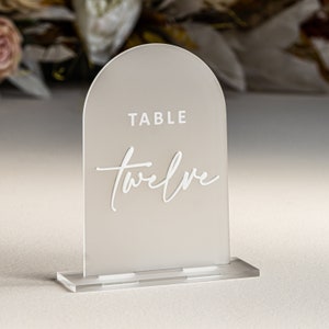 Frosted Acrylic Arch Table Numbers - Frosted Acrylic Sign -  Wedding Table Decor - Wedding Signage - Arch Table Numbers , Frosted Numbers