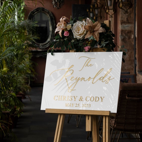 Personalized Gold Welcome Sign, Last Name Welcome Sign, Wedding Welcome Sign Acrylic, Acrylic Welcome Sign, Modern Wedding Decor