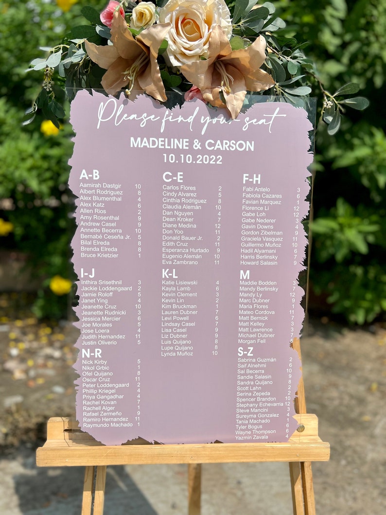 Painted Back Seating Chart Wedding Seating Chart Wedding Etsy