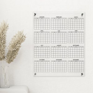 At A Glance 2023 Calendar, Reusable Yearly Dry Erase Acrylic Calendar, dry-erase 12 month calendar, clear wall mounted minimalist calendar